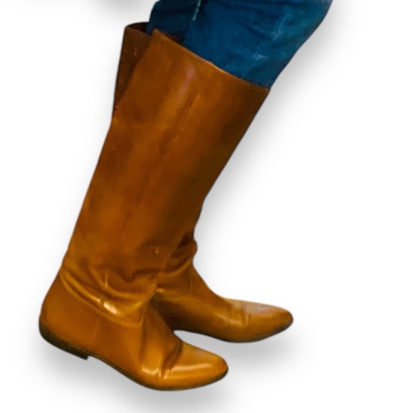Brown genuine leather riding boots knee high made in Brazil 7.5 - Picture 3 of 5